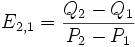 E_{2,1}=\frac{Q_2-Q_1}{P_2-P_1}