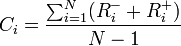 : C_i = \frac{ \sum_{i=1}^N ({R_i^-} + {R_i^+})}{N-1}